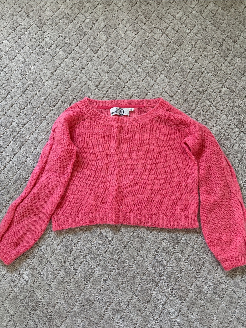 Cropped Crewneck Sweater in Raspberry Pink